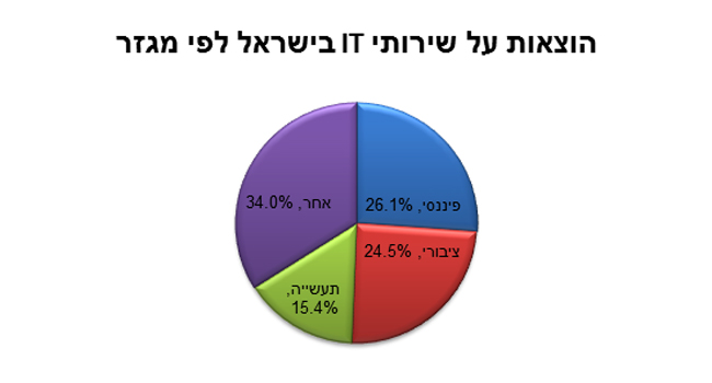 הוצאות על שירותי IT בישראל לפי מגזר. מקור: IDC ישראל