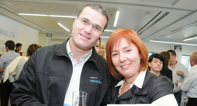 איריס בנדיט, שותפה במשרד MSCOMM המטפל ביחסי הציבור של EMC ישראל; ארז צור, מנכ"ל Cadence ישראל