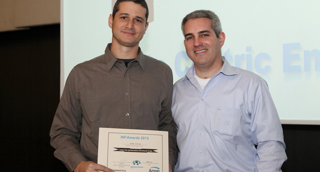 ינאי מילשטיין וסער מרום, מנהל פיתוח ממשקים באמדוקס MIS, שזכה לפרס אישי עבור עבודתו המקצועית 