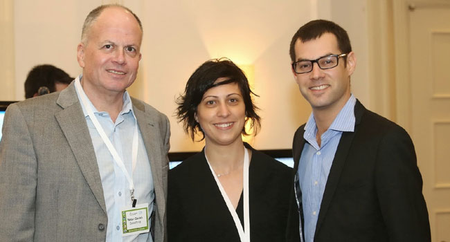 מימין: שי גולן, מהנדס מכירות; מאיה קומרוב, מנכ"לית בלאט לפידות; ונתן גביש, סמנכ"ל פיתוח עסקי ב-Salesforce.com ישראל