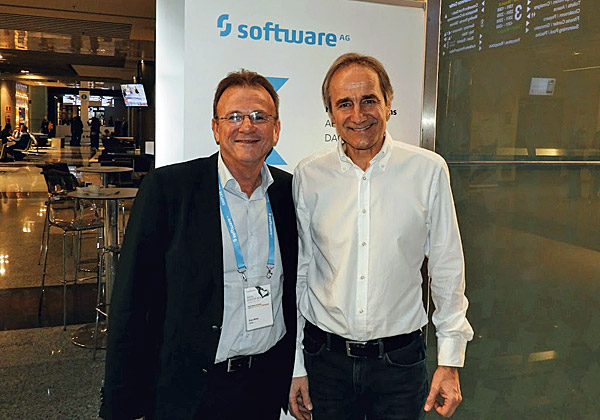קארל היינץ שטרייביך, מנכ"ל Software AG, עם ערן אלראי, מנכ"ל הסניף הישראלי של החברה. צילום: פלי הנמר