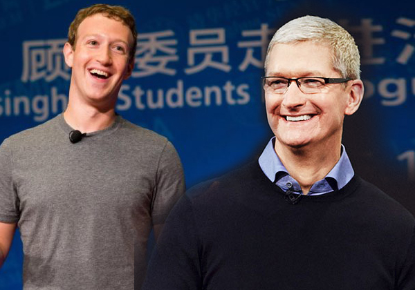 יריבות במצב של הסלמה. טים קוק, מנכ"ל אפל ומארק צוקרברג, מייסד פייסבוק.
