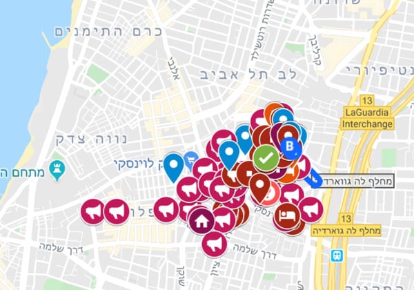 המפה האינטראקטיבית של דרום תל אביב בקריז