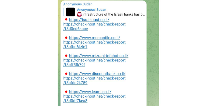 רשימה (חלקית) של האתרים שחברי אנונימוס סודן התהדרו בתקיפה שלהם ביום ו' האחרון.