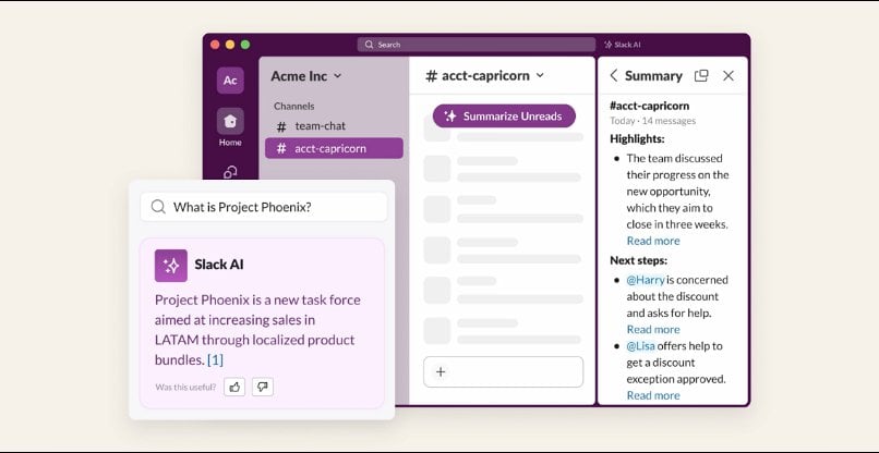 פיצ'ר חדש המובנה בסלאק ומבוסס על הידע הקולקטיבי של החברה, כך שהגישה אליו במהלך העבודה פשוטה בהרבה. סלאק AI